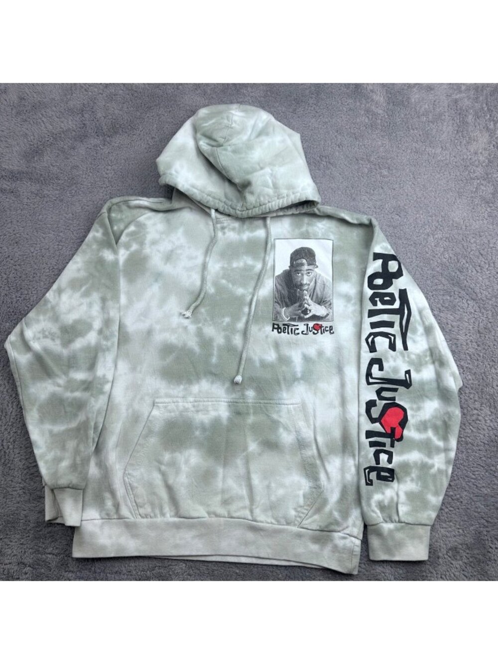 Chemistry Poetic Justice Hoodie Mens Large Green Tie Dye TupacGraphic Sweatshirt